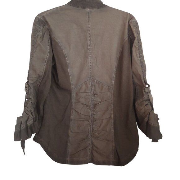 XCVI Womens Military Green Utility Full Zip Grunge Gorpcore Jacket M Stretch - Picture 2 of 12